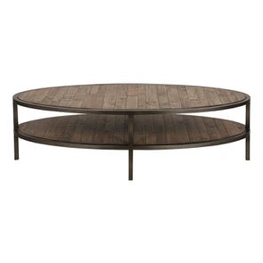 Table basse ovale industrielle en bois recyclé - Empreintes