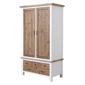 Armoire penderie 2 portes en bois recyclé blanc -Rivages - Visuel n°5