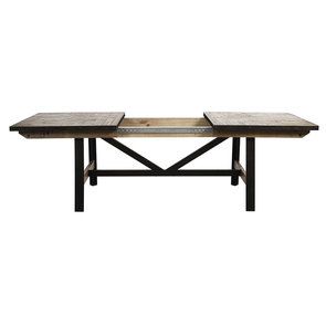 Table rectangulaire extensible industrielle en bois recyclé naturel grisé et métal - Manufacture - Visuel n°2