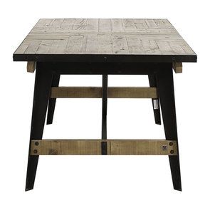 Table rectangulaire extensible industrielle en bois recyclé naturel grisé et métal - Manufacture - Visuel n°3
