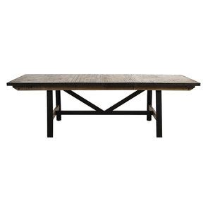 Table rectangulaire extensible industrielle en bois recyclé naturel grisé et métal - Manufacture - Visuel n°4