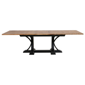 Table repas rectangulaire extensible en bois noir vieilli 10 à 12 personnes - Vénitiennes