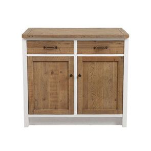 Meuble de cuisine bas 2 portes 2 tiroirs en bois recyclé blanc - Rivages