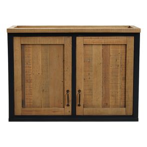 Meuble de cuisine haut 2 portes en bois recyclé bleu navy - Rivages - Visuel n°1