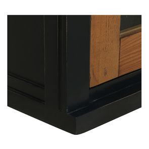 Meuble de cuisine haut d’angle 2 portes vitrées en bois recyclé bleu navy - Rivages