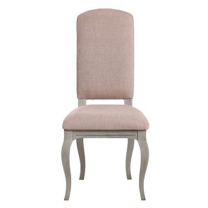 Chaise en tissu vieux rose et hévéa massif gris - Romy
