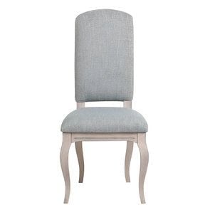 Chaise en tissu bleu chambray et hévéa massif gris - Romy