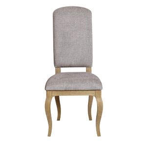 Chaise en frêne et tissu gris chambray - Romy