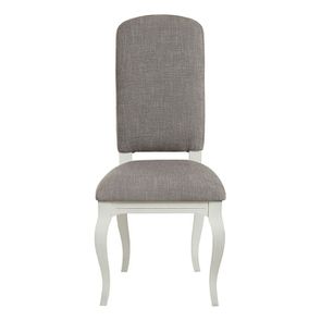 Chaise en tissu gris chambray et hévéa massif - Romy