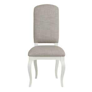 Chaise en tissu losange gris et hévéa massif - Romy