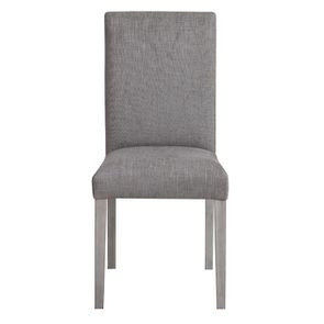 Chaise en hévéa massif et tissu gris chambray - Romane