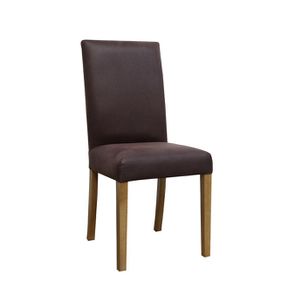 Chaise en tissu cuir synthétique chocolat et frêne massif - Romane - Visuel n°4