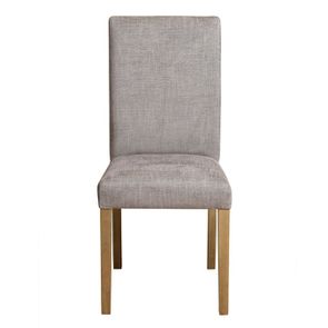 Chaise en frêne et tissu gris chambray - Romane