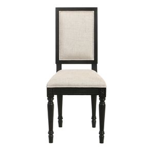 Chaise en tissu mastic grisé et hévéa massif noir - Honorine