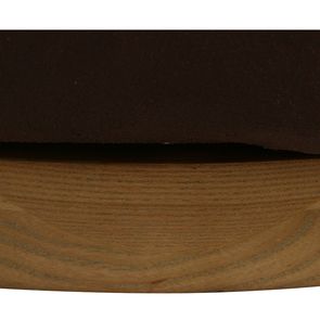 Fauteuil en cuir synthétique chocolat avec socle pivotant en frêne massif - Basile