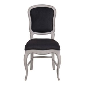 Chaise en hévéa massif et tissu gris toucher velours - Éléonore