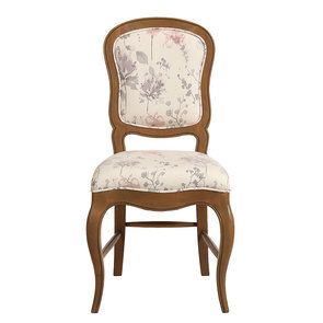 Chaise en frêne massif et tissu fleur opaline - Éléonore