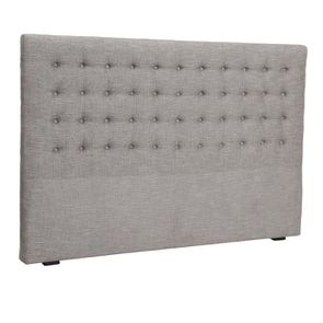 Tête de lit capitonnée 180 cm en hévéa et tissu gris chambray - Capucine