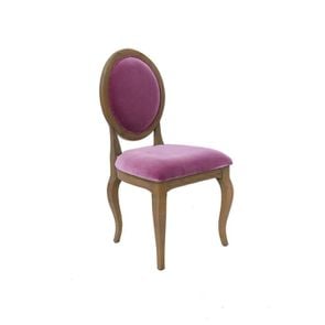 Chaise médaillon en tissu velours violet - Hortense