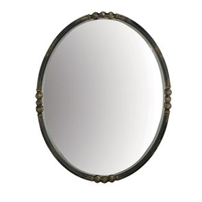 Miroir ovale en métal noir vieilli