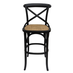 Chaise haute bistrot noire en bouleau massif (hauteur 65 cm) - Ressources