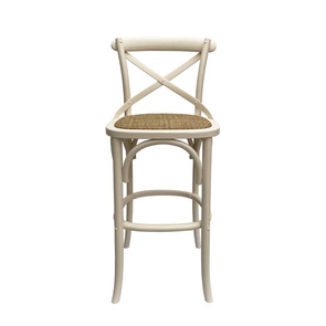 Chaise haute bistrot blanche en bouleau massif (hauteur 65 cm) - Ressources