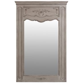 Grand miroir trumeau rectangulaire en pin gris - Château