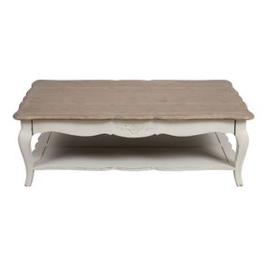 Table basse rectangulaire en pin blanc vieilli avec rangement - Château