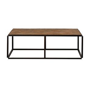 Table basse rectangulaire industrielle en bois et métal - Haussmann
