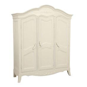Armoire penderie 3 portes en bois sable rechampis blanc - Lubéron