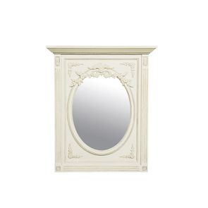 Miroir trumeau ovale blanc vieilli - Gustavien