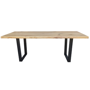 Table rectangulaire industrielle en chêne clair avec piètement noir 6 personnes - Taïga