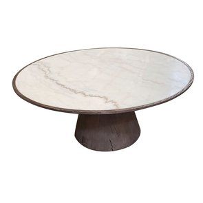 Table basse ronde avec plateau en marbre blanc  - Minéral