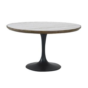 Table ronde plateau en marbre blanc - Minéral - Visuel n°1