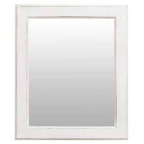 Miroir rectangulaire en bois blanc patiné