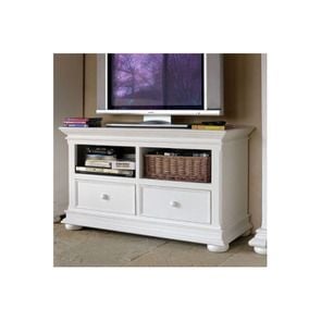 Meuble TV blanc en bois avec rangements - Harmonie