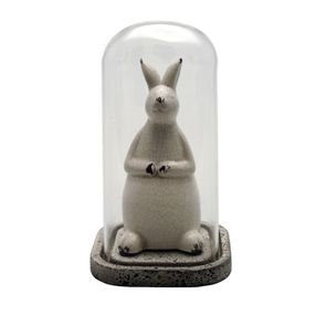 Statuette lapin sous cloche en verre