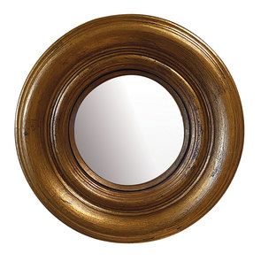 Miroir sorcière doré convexe