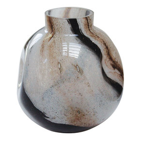 Vase blanc et marron en verre soufflé