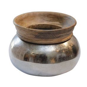 Pot décoratif bois et argenté