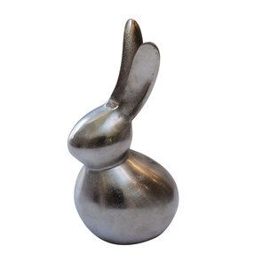 Statue lapin argenté en aluminium