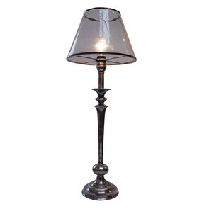 Lampe antique noire en laiton avec abat-jour en verre transparent h87 cm