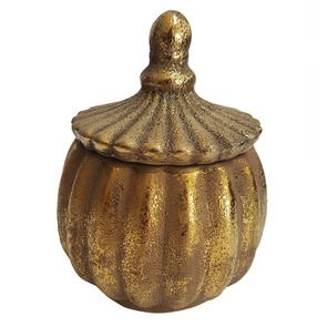 Bonbonnière dorée en céramique avec couvercle 18 cm