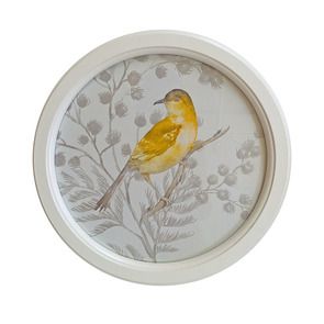 Tableau rond motif oiseau jaune D35 cm