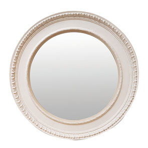 Miroir rond avec encadrement en bois blanc d85 cm