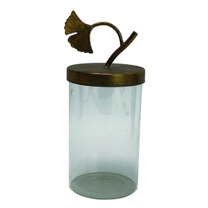 Boite en verre avec couvercle en métal doré (grand modèle)