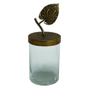 Boite en verre avec couvercle en métal doré (petit modèle)