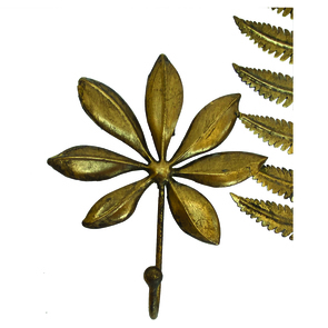 Patères feuilles en métal doré effet vieilli
