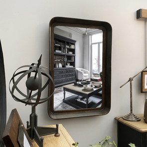 Miroir rectangulaire style industriel en aluminum brossé (92x63 cm)