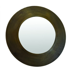 Miroir rond en aluminium effet doré vieilli (diamètre 89 cm)